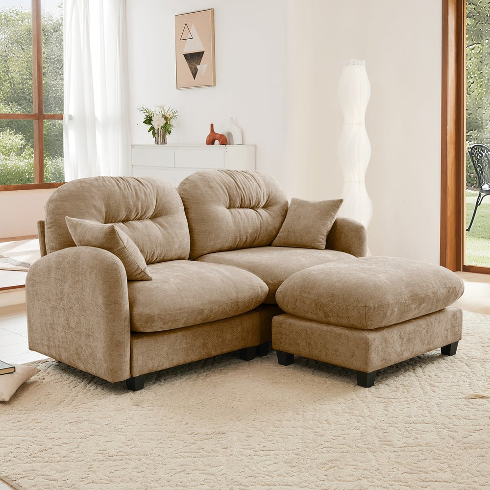 English Elm Cloud Sectional L-Shaped Sofa With Movable Ottoman, Soft Chenille Fabric, Elegant Tufted Design W714S01375