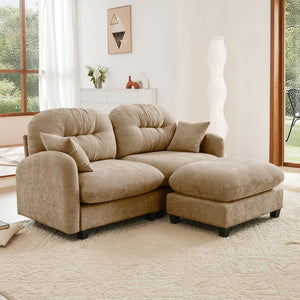 English Elm Cloud Sectional L-Shaped Sofa With Movable Ottoman, Soft Chenille Fabric, Elegant Tufted Design W714S01375