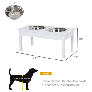 English Elm Pet Feeder Stand Elevated Mdf Station with Dual Stainless Bowls for Small Breeds T3971P434178