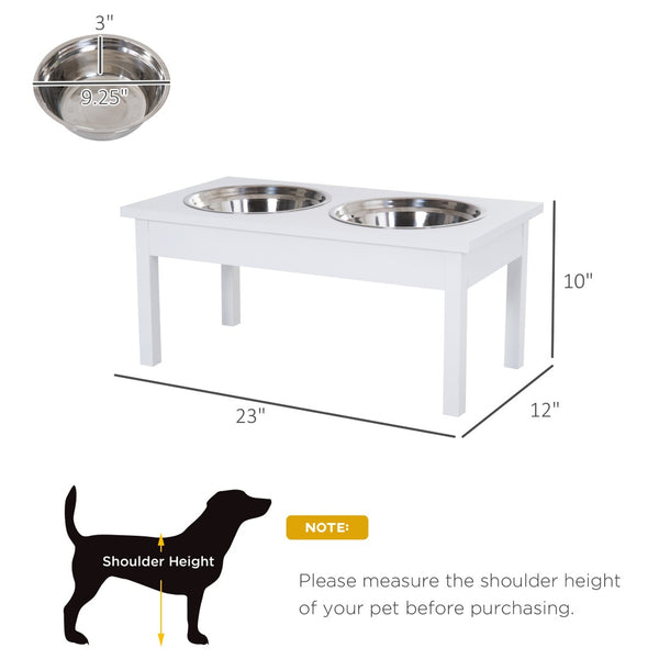 English Elm Pet Feeder Stand Elevated Mdf Station with Dual Stainless Bowls for Small Breeds T3971P434178