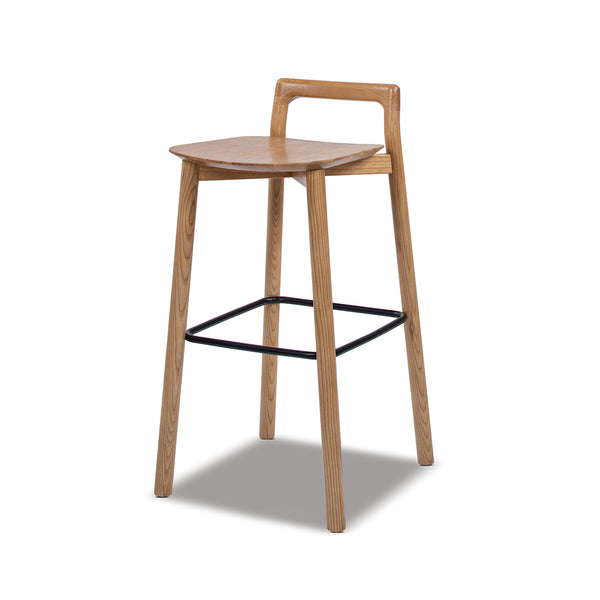 English Elm Jennifer Taylor Home - Sven Modern 30" Low Back Ash Wood Barstool with Black Iron Footrest — Durable, Sustainable Design Brown B2719P391774