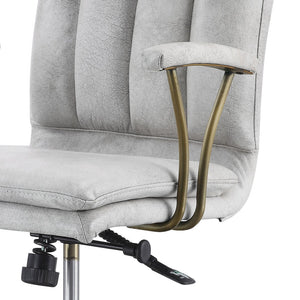 English Elm Vintage Vintage White Top Grain Leather Swivel Office Chair with Chrome Base, Casters & Ergonomic Height Adjustment Elegance B062P186452