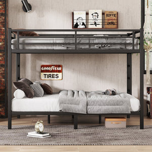 English Elm Metal Queen-Over-Queen Bunk Bed For Teens & Adults - Sturdy, Space-Saving, Noise-Reducing Design W1580S00340
