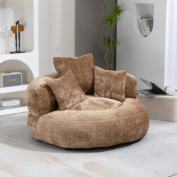 English Elm Lazy Sofa Oversized Ergonomic Bean Bag Lounger with High Wrap Back, Plush Chenille Foam Comfort for Living Room, Bedroom, Office Coffee W395P252063