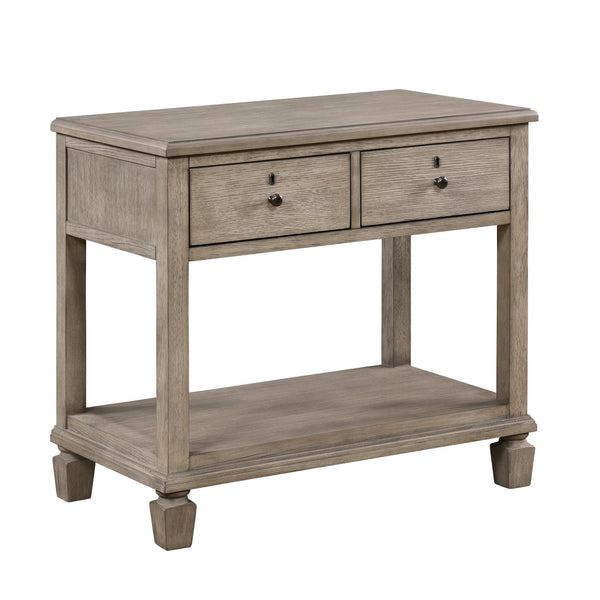 English Elm Gray Oak Marceline Transitional Nightstand with 2 Drawers & Open Shelf, Knob Hardware, Keyhole Accents, 32" x 18" x 29" B011P210715