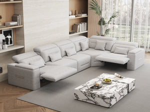 English Elm Power Reclining Sectional Sofa with Bluetooth Speakers Wireless Charging and Storage Console W3795S00017