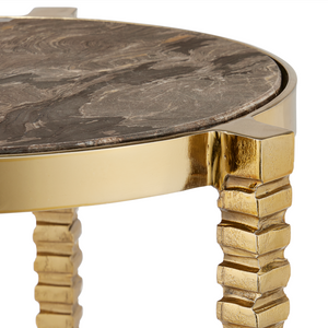 Corrado Cappuccino Marble Accent Table with Polished Brass Legs – Modern Elegance for Your Space
