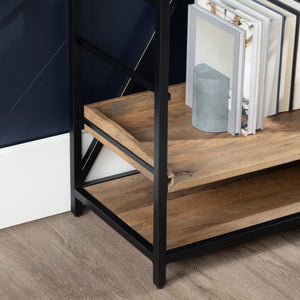 Crestview Collection Rustic Mango Wood Bookcase With Industrial Metal Frame - 12 Adjustable Shelves For Stylish Storage Brown Solid Wood Cvfnr4602