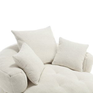 English Elm COOLMORE Chenille Sponge circular sleeper chair with removable washable cover, plush pillows & space-saving design Beige W1539P312255