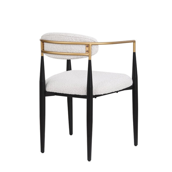 English Elm Dining Arm Chairs Set of 2 Gold Accent Iron Frame Upholstered Modern Minimalist N771P392272B