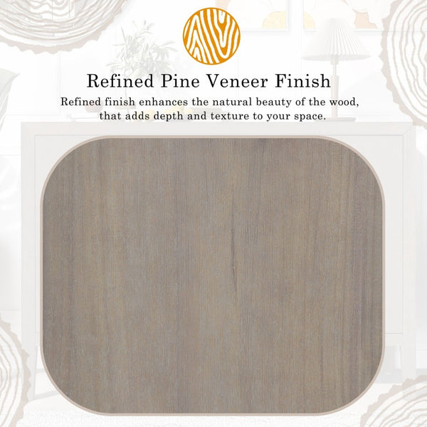 English Elm U_style Farmhouse Pine Veneer Buffet Cabinet with Double Doors for Kitchen or Entryway Gray N711P410389E