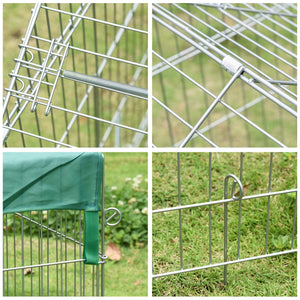 English Elm Pawhut Roofed Small Animal Enclosure with Four Gates for Rabbits Chinchillas Chickens W2225P173732