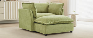 English Elm Modern Armchair Sofa Cozy Chenille Upholstered 47" Chair with Movable Ottoman, Wide Seat Comfortability Green N719P292695F