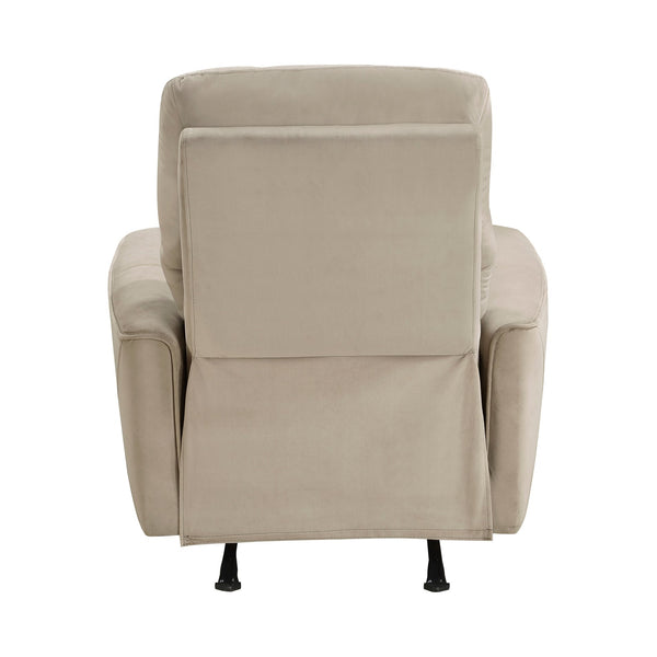 English Elm Modern Power Rocker Recliner in Light Brown Velvet — Button Recline, Gentle Rock, Solid Wood Frame B011P264607