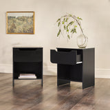 Simple Modern 1-Drawer Nightstand - Set of 2 Black DOMB4CBLC-2PK Walker Edison