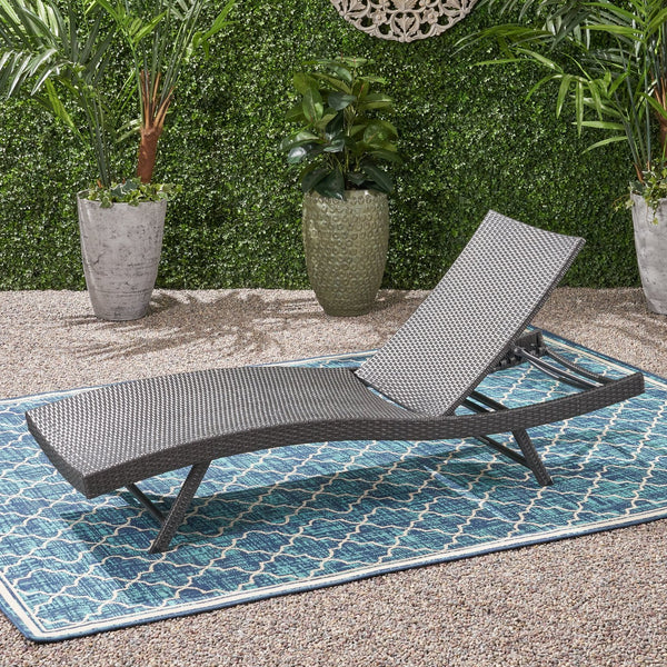 English Elm Christopher Knight Home® - Kauai Pe Wicker Chaise Lounge Chair – Hand-Crafted, Weather-Resistant, No Assembly, Modern Grey Design 54087.00GRY