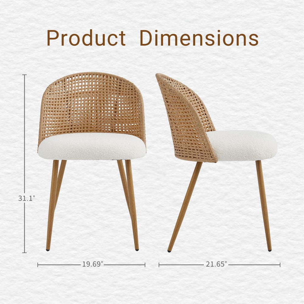English Elm Wicker Rattan Dining Chair Set of Two with Foam Cushion Bohemian Kitchen Seating W3590P453806