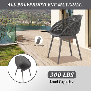 English Elm Summer Outdoor Bistro Set Uv Resistant Polypropylene Slatted Chairs and Round Patio Table Warm Grey,White W3450S00018