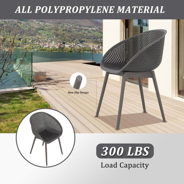 English Elm Summer Outdoor Bistro Set Uv Resistant Polypropylene Slatted Chairs and Round Patio Table Warm Grey,White W3450S00018