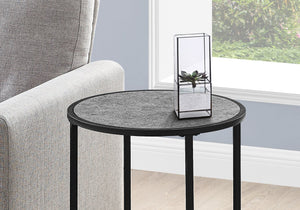 English Elm Accent Table - Modern Round Side Table With Grey Laminate Top & Black Metal Legs For Versatile Use B2710P218984