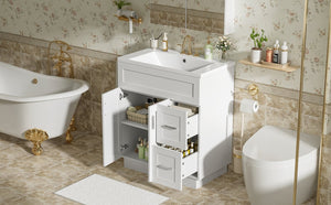 English Elm [video] 30 Inch Freestanding Bathroom Vanity with Soft Close Drawers and Resin Sink N729P396833K