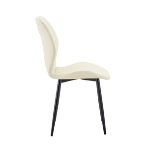 English Elm 4-piece Diamond Quilted Upholstered Dining Chair Set with Sleek Black Metal Legs White+Black W1151P458006