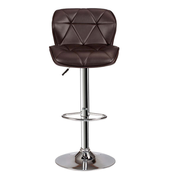 English Elm Adjustable Brown Faux Leather Barstool Set of 2 with Tufted Triangle Back, Swivel, Gas-Lift Height Adjustability B089P388376