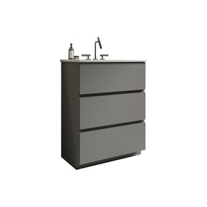 English Elm TIA 24" Wall Mount Space Grey Bathroom Vanity with Ceramic Basin, 20% More Storage, Soft-Close Drawers Gray W1865S00070
