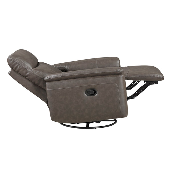 English Elm Luxury Premium Leather Recliner with 360° Swivel, Gentle Glide, High-Density Foam & Pocket Coils Dark Brown 36 L x 30.5 W x 26 H B011P395828