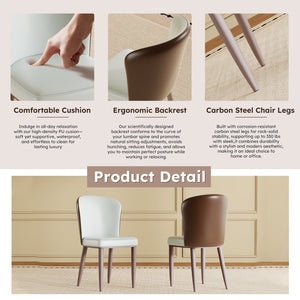 English Elm Modern PU Leather Dining Chairs with Carbon Steel Legs, Water‑Resistant, Stain‑Proof, 4-Pack for Home White W2699P338888