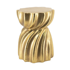 English Elm 14x14x18.7" Gold Magnesium Stool Swirl Base Sculptural Glam Art Deco Side Table W2078P442968