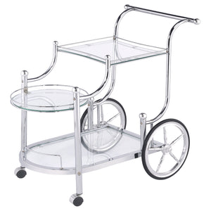 English Elm Reia Chrome 3-Tier Serving Cart with Tempered Glass Shelves, Smooth Casters, Sleek Metallic Finish B062P328717