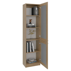 English Elm Home Vertical Freestanding Bookcase with Open Shelving and Enclosed Lower Cabinet Natural Wood B070P487569