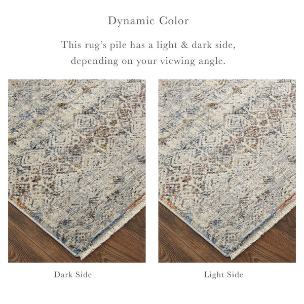 Feizy Rugs Kaia Luxurious Transitional Area Rug - Durable, Fade-resistant Soft Touch Design For High Traffic Homes Tan,Ivory,Blue Polypropylene,Viscose,Polyester Kai39glfgry000i3e