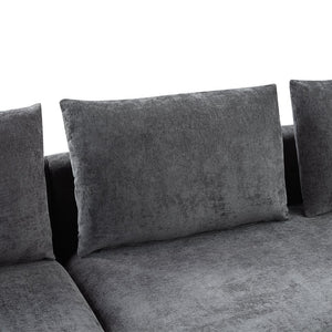 English Elm Sectional Chenille L-Shaped Sofa with Hidden Wooden Storage, Deep 18.9" Seats & Pocket Springs Gray N719S001970E
