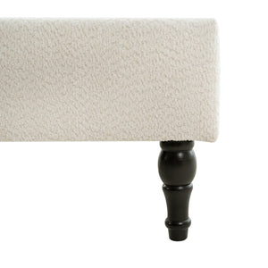 English Elm King Upholstered Bed Frame with Tall Bouclé Headboard, Solid Wood Feet, 12-Slat Support, 1000lb Capacity Beige 81.3 L x 31.5 W x 8.27 H W1716P335675