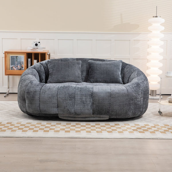 English Elm Bean Bean Bag Sofa High-Density Memory Foam Two-Seater Lounger High Back Chenille Cozy Support Gray W395P181439