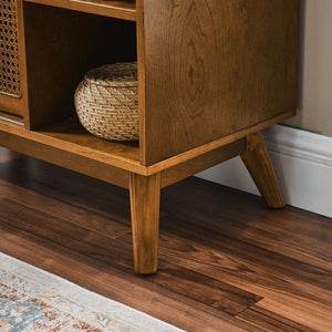 English Elm Mid Century Modern Rattan Sideboard Cabinet - Versatile Buffet For Entryway, Living Room & Dining Spaces W1801P195620
