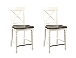English Elm Wallace & Bay - Brown 24" Tall Bar Stools Set Of 2 - Rustic Charm With Antique White Frame, Solid Wood Durability B2709P212557-GIGA