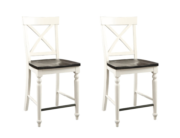 English Elm Wallace & Bay - Brown 24" Tall Bar Stools Set Of 2 - Rustic Charm With Antique White Frame, Solid Wood Durability B2709P212557-GIGA