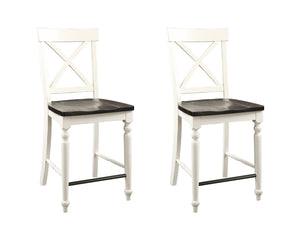 English Elm Wallace & Bay - Wallace & Bay  Mountina Brown And White 24" Tall Bar Stools, Set Of 2