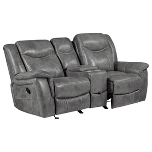 English Elm Carmen Luxe Faux Leather Cool Grey Motion Loveseat with Dual Recline, Storage & Plush Cushioningcomfort B062P357777