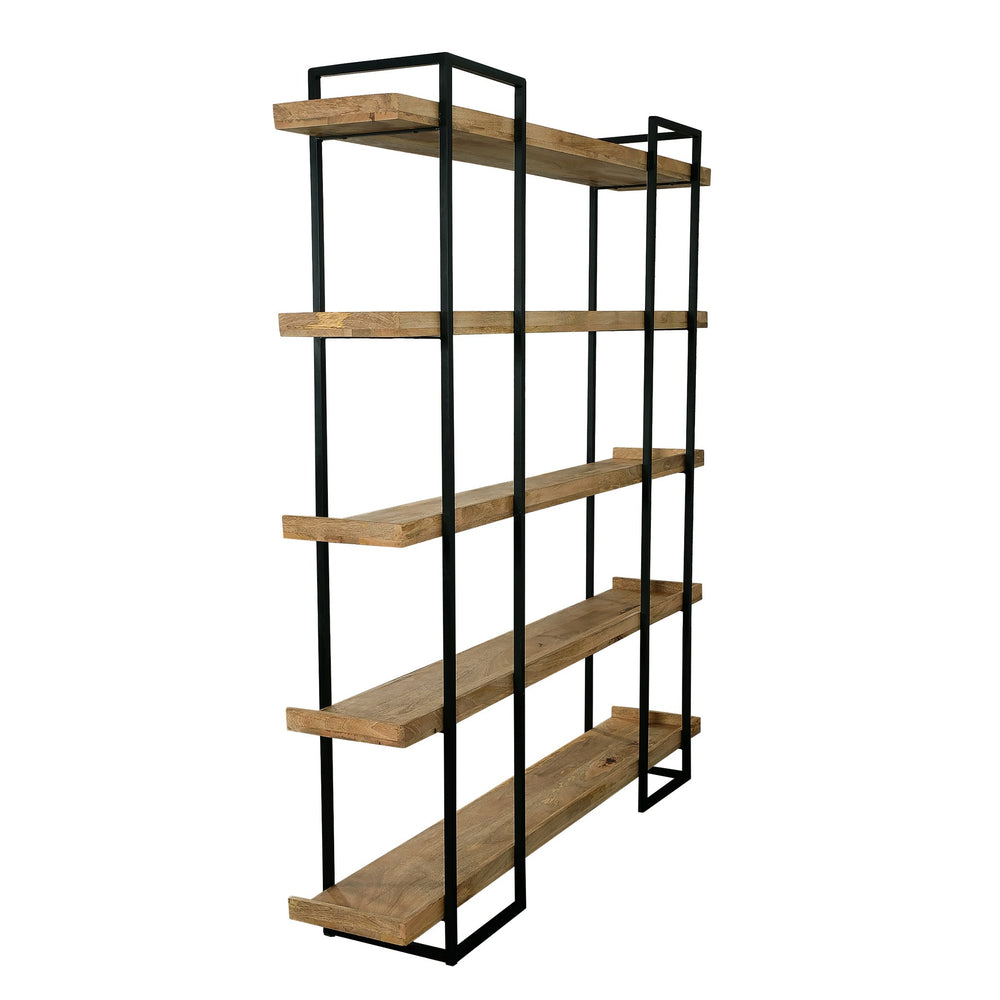 English Elm 68 Industrial 5-Tier Mango Wood & Iron Bookshelf, 75" Tall Open Bookcase for Home Office Decor B2741P320767