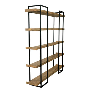 English Elm 68 Industrial 5-Tier Mango Wood & Iron Bookshelf, 75" Tall Open Bookcase for Home Office Decor B2741P320767