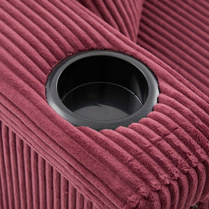 English Elm UNITED Corduroy L-Shaped Sectional Sofa with Storage Ottoman, USB Ports, Cup Holders & LED Lighting WINE RED W1568P332410