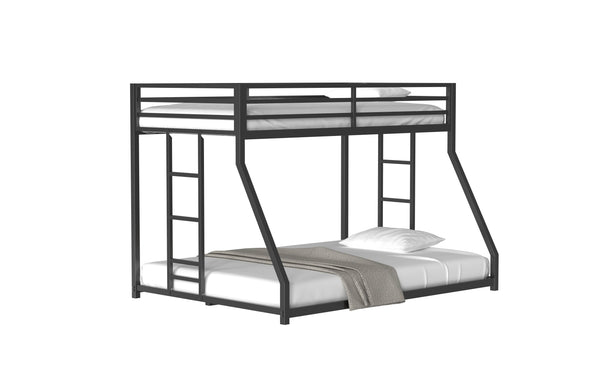 English Elm Adam Twin over Full Bunk Bed Metal Black – Sturdy, Squeak-Free Frame, Full Guardrail, Floor-Safe Caps B083P152992