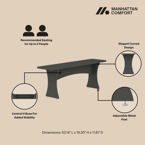 English Elm Coney Dining Bench with Curved Silhouette and 550 lb Capacity, Sleek MDF Frame for Modern Homes Charcoal grey B365P398209