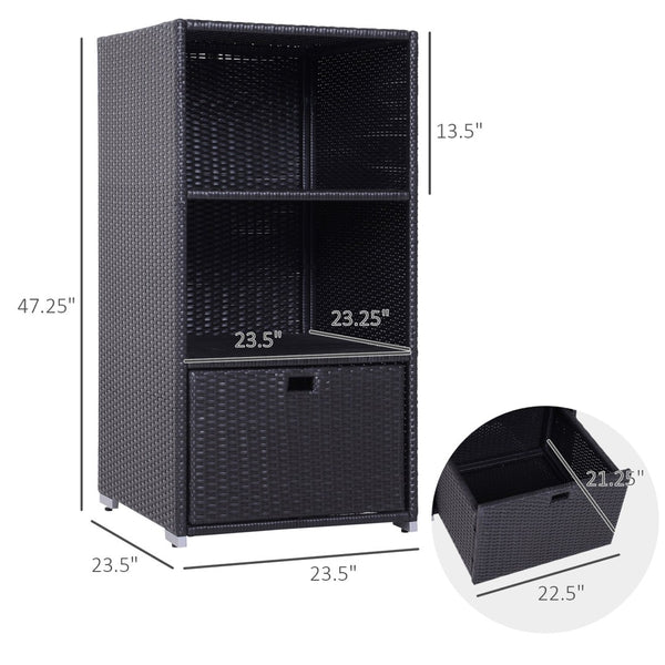 English Elm Outsunny Elegant Waterproof Towel Rack - Stylish Rattan Wicker Organizer For Pool, Spa & Bath Use W2225P200592-GIGA