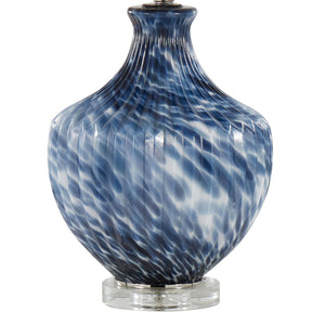 English Elm Lotus 27" Contemporary Glass Table Lamp Set of 2 - Waved Navy & Gold Crystal Body, Polished Nickel Accents B202P224040