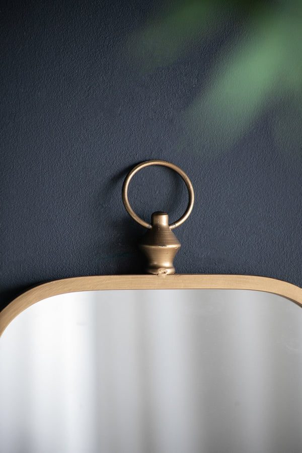 English Elm 19.7" Adaline Champagne Gold Wall Mirror 19.7" Regal Lantern-Style Hanger Notched Corners 36" W2078P288177